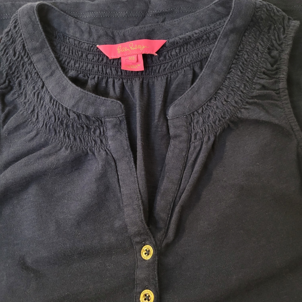 Lilly Pulitzer Essie Tank Top Navy Blue Women's - Picture 3 of 3